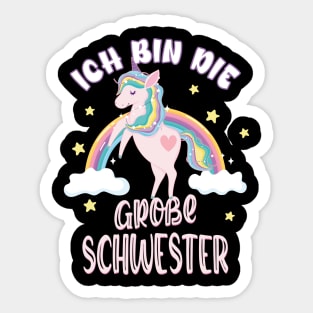 Ich bin die große Schwester Einorn Sticker